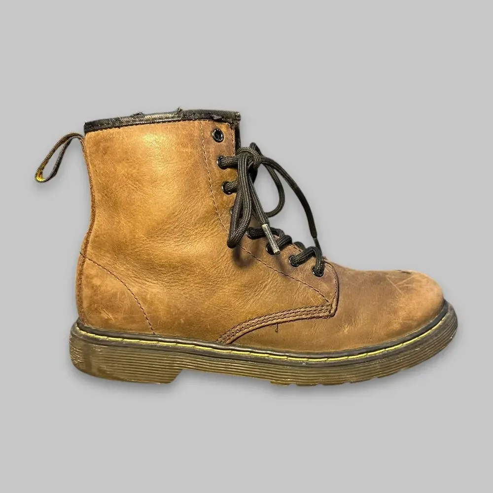 Dr. Martens Delaney Brown Leather Lace-Up Boots – Youth Size 3